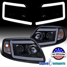 1997-2003 Ford F150 Expedition Smoke Projector Headlights Led Strip Lamp
