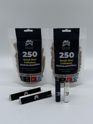 500x Kailar Cellulose Slim Aktivkohlefilter ø 6mm Ungeb + 2x Papier und 1Feuerz.