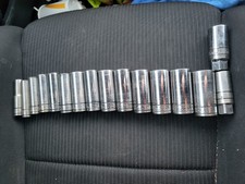Blue-Point 3/8 Drive 12 Point Deep Sockets 16 Piece Incomplete Set Used See Pics