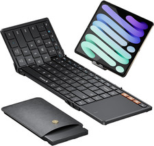 XK01 TP Foldable Keyboard with Touchpad, 0.65 in Keycaps, Black