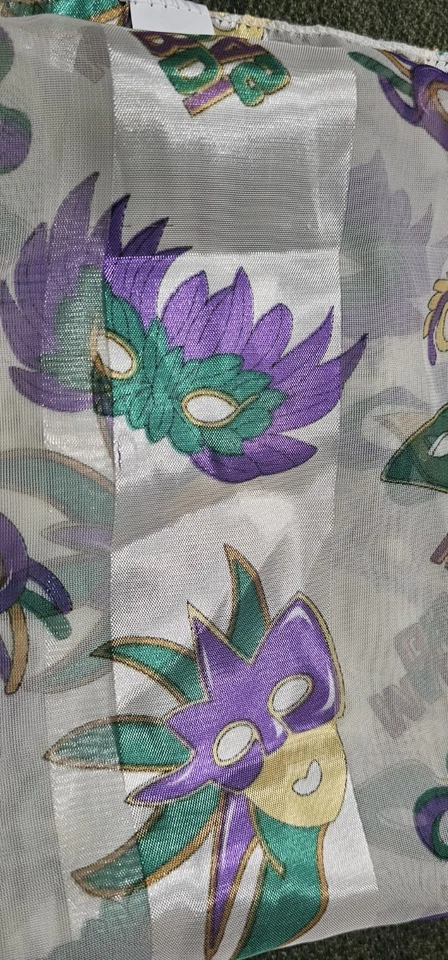  Mardi Gras Masquerade Party Masks New Orleans Scarf Purple Green - Image 3 of 4