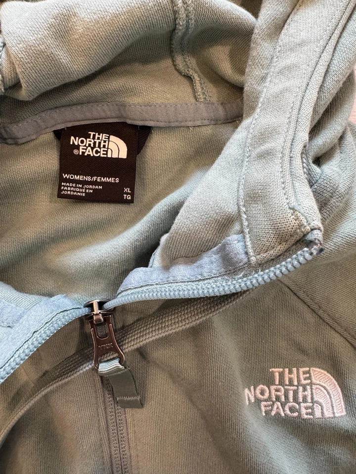 Sudadera con Capucha The North Face Para Mujer XL Verde Cremallera Completa Sudadera Bolsillos Bordados Foto 2 de 4