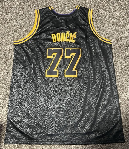 New Luka Doncic 77 Los Angeles Lakers Black Jersey City Of Angels Sewn XL