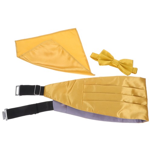  1 Juego de Pajaritas Cummerbund Para Hombre Esmoquin Dorado Cummerbund Bolsillo Cuadrados - Imagen 12 de 12