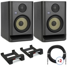 KRK ROKIT 5 G5 Powered Studio Monitor Pair with Wedge Stands and Cables