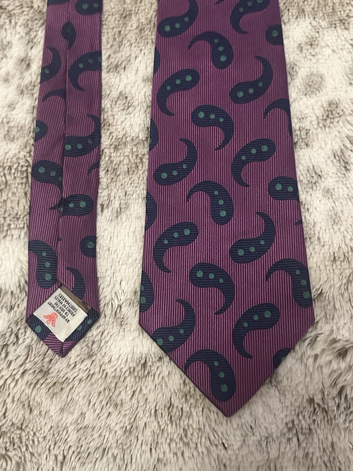 Corbata de Colección Turnbull And Asser Cuello Ancho Seda 3.75 Por 58 Púrpura Paisley Foto 2 de 4
