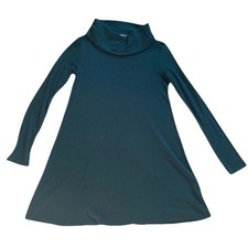 Socialite Ribbed Turtleneck Tunic Dress Womens L Teal Green Long Sleeve A-Line