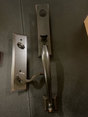 Emtek 4414CUS10BLH Adams LH Keyed Entry Handleset, Cortina Lever, Oil Rubbed Bro