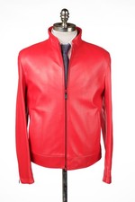 ZILLI Youri Djorkaeff Forward Red Lambskin Leather Regular Fit Jacket 40 (EU 50)