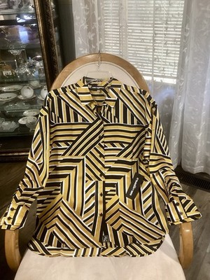 KARL LAGERFELD Paris  Print Oversized Blouse Sz S Black &Gold**Beautiful ***