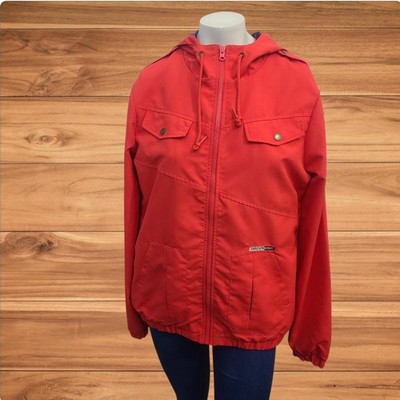 Volcom Scout Women s Red Coral Windbreaker Jacket Size XL Lightweight Outerwear