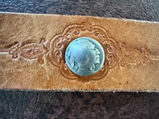 Rare vintage genuine leather belt, size 34, with Indian head nickels
