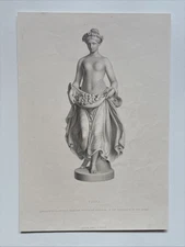 Antique Engraving female Nude Figure Roman goddess of flowers and spring
