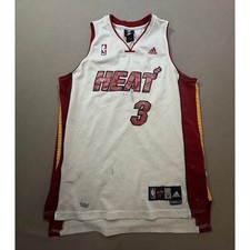 Adidas Miami Heat Dwyane Wade 3 Jersey White Red Basketball NBA Mens Medium