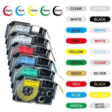 Casio EZ Label Tape 6/9/12/18/24mm XR-12WE XR-9WE For KL-60 100 120 750 8200