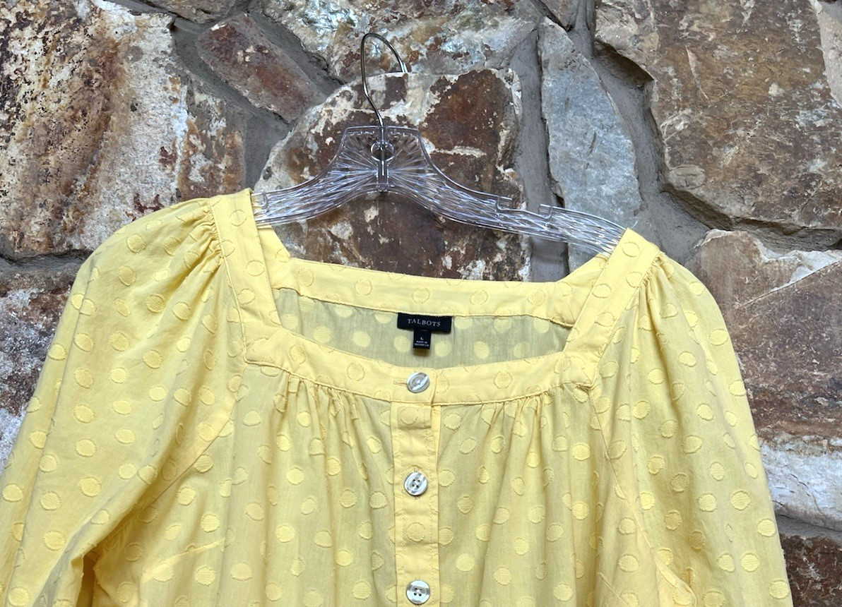 TALBOTS Clip Dot Square Neck Button Down Blouse T… - image 4