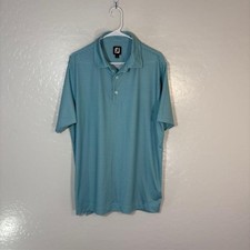 FootJoy Polo Shirt Mens Large Blue Geometric Golf Performance Stretch FJ Pattern