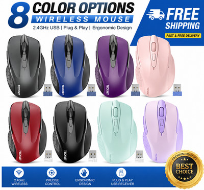TECKNET Wireless Mouse 2.4G Optical Wireless Mouse with USB Receiver 2600 DPI