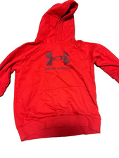 Under Armour Youth Hoodie YLG Red Pullover Sweatshirt Logo Fleece