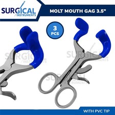 3 Molt Mouth Gag 3.5" with Blue PVC Dep for Anesthesia Oral Dental German Grade