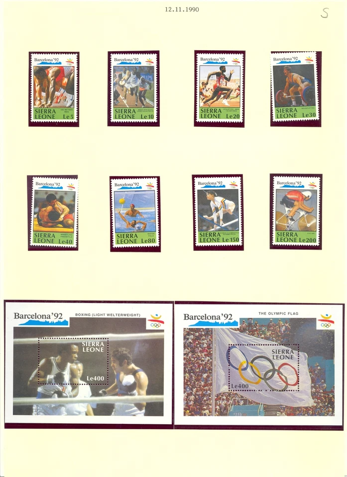 SIERRA LEONE -1987/2016 -28 ST. + 13 x BLOCK/SHEETS =OLYMPICS- SPORT- ** MNH VF  - Image 3 of 4