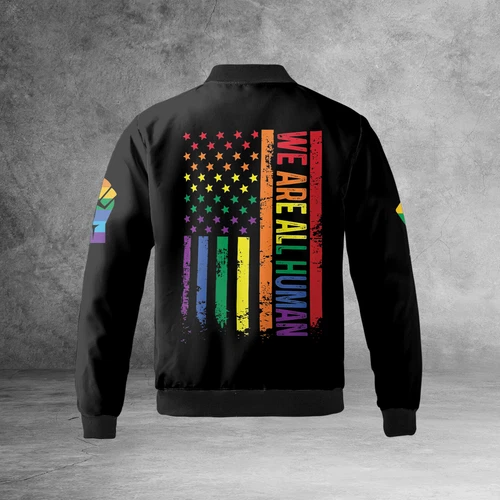 We Are Human Rainbow American Flag Pride Month LGBT Jacket