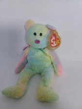 1-10-1999 TY Original Beanie Babies GROOVY Tye Dye Bear PE Pellets w/Tags ERRORS