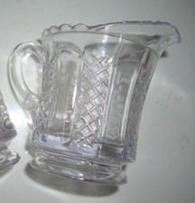 MARKED DOWN-- EAPG Antique "Clear/Diamond Panels" Toy Creamer to Child's Set
