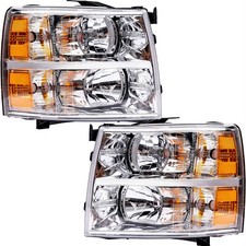 For 2007-2014 Chevy Silverado 1500 2500hd 3500hd Headlights Chrome Housing Pair