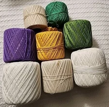 MIXED LOT 8 Crochet Thread Yarn Clarks J&P Coats Unmarked Mercerized Cotton USED