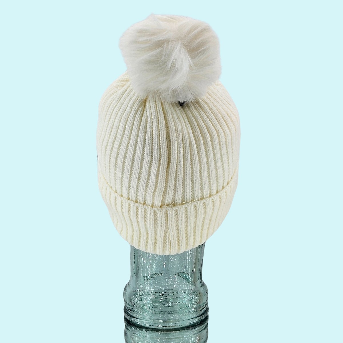 Nanette Lepore Hat Beanie Ivory Rhinestone Embellished Faux  display picture 1