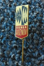 Nikola TESLA, Czechoslovakia electronic industry, Tesla Roznov 25 Let pin, badge