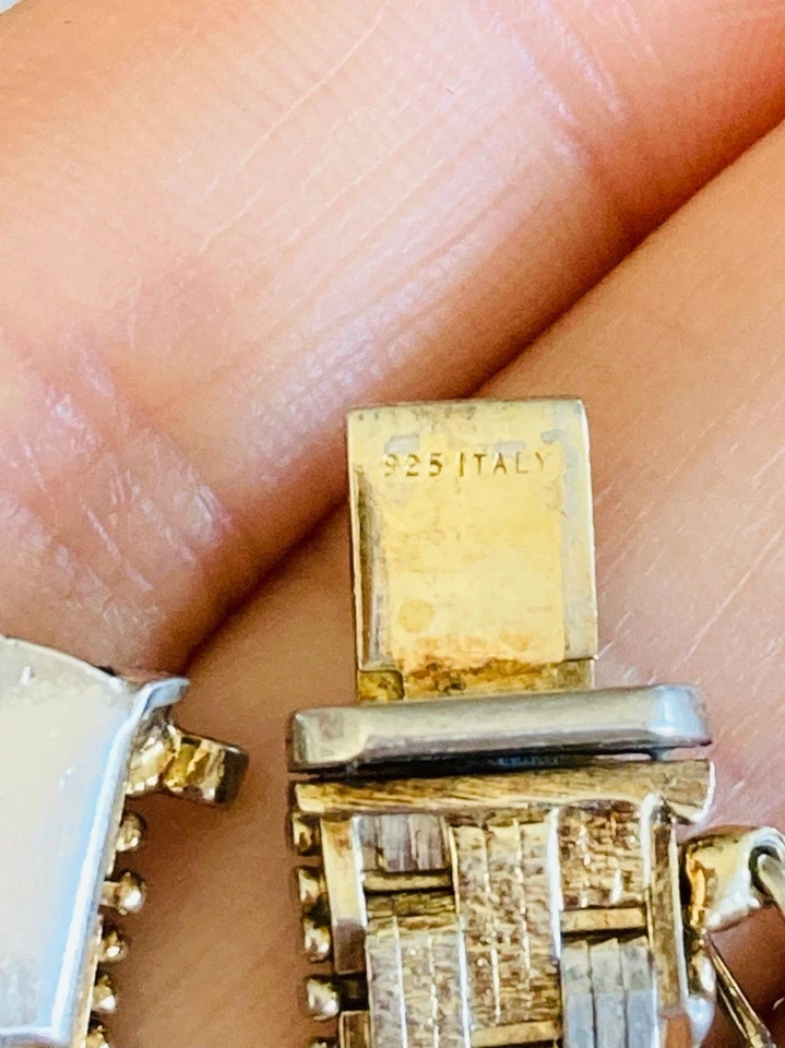 Brazalete súper pesado oro rosa 14kt oro amarillo sobre 925 esterlina 7,25" Foto 4 de 4