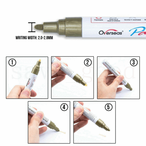 6PC White Paint Pen Marker Waterproof Permanent Car Tire Lettering Rubber Letter - Picture 7 of 12