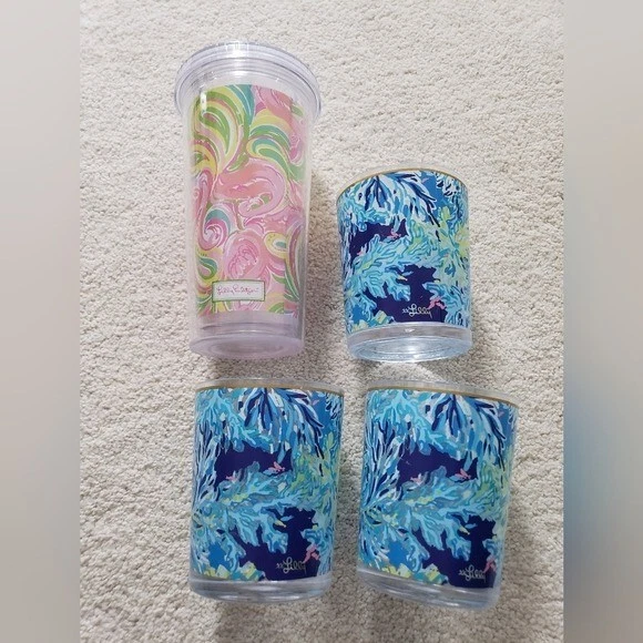 Conjunto de copos e copos de acrílico Lilly Pulitzer - Imagem 2 de 4