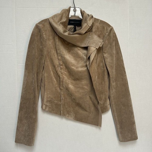 Giacca BCBG Maxazria nuova con etichette Ana Tan ecopelle scamosciata full jip collo cappuccio taglia small $268 - Foto 6 di 7