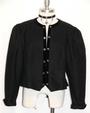 BLACK WOOL VELVET Women Austria ELEGANT Evening Dress Suit JACKET / 46 12 M