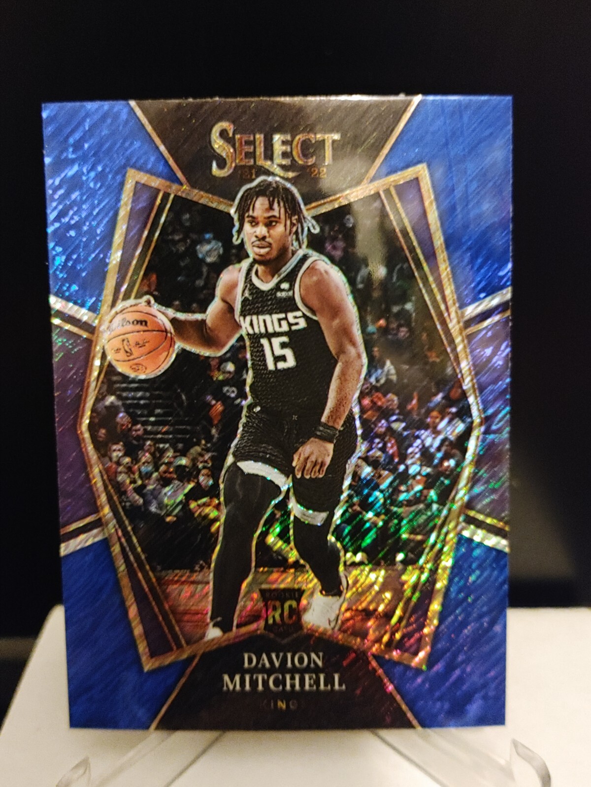Davion Mitchell RC 2021-22 Panini Select Blue Shimmer Prizm #118 - Sacramento