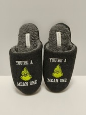 Grinch Mens American Eagle Slippers M 9-10 "You're A Mean One"
