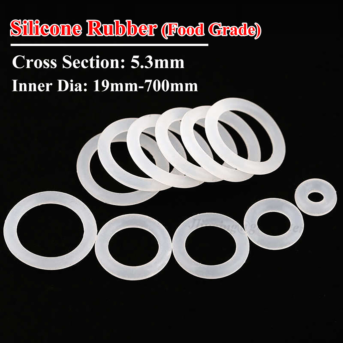 Food Grade White Silicone Rubber O Rings CS 5.3mm ID 19-700mm Seal O-Ring Washer