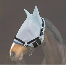 Horze Light Blue Soft Comfort Mesh Fly Mask with Ears Pony Cob Full X-Full