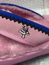 Sanuk U Furreal X Grateful Dead Pink Furry Flip Flop Sandals Mens 10 / Womens 11