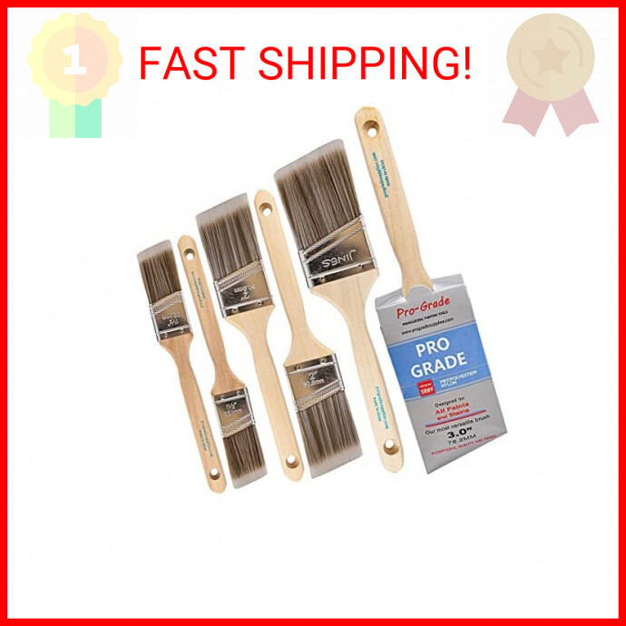 Pro Grade - Paint Brushes - 6 Pack Variety Angle Paint Brushes