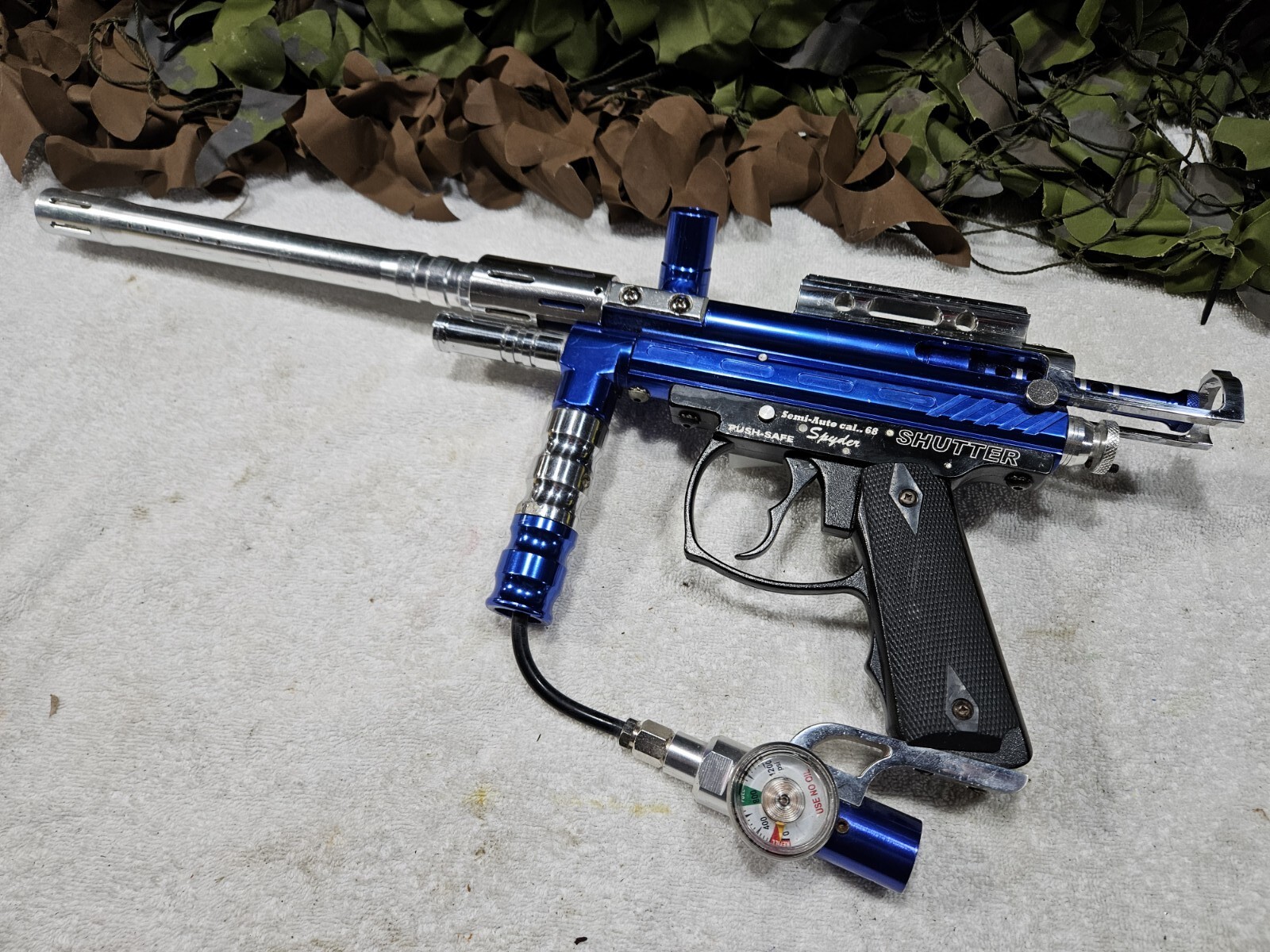 Works Great Blue Spyder Shutter Paintball Gun With 12 inch Barrel Free