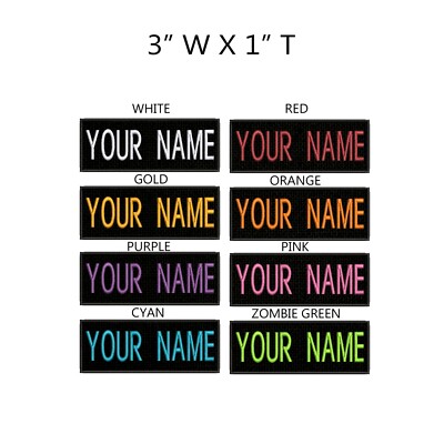 BEST SELLING 3x1 SIZE Custom NAME TAG Embroidered ''Iron on'', USA FAST SHIPPING