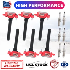 Set of 6 Iridium Spark Plugs + Ignition Coils For Chrysler Dodge Jeep 200 UF648