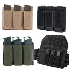 Tactical Triple Pistol Magazine Pouch Open Top Mag Holster Organizer Belt Pouch