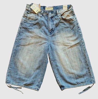 Vintage Y2K PJ MARK Denim Shorts Sz 34 Blue Long Wide Baggy
