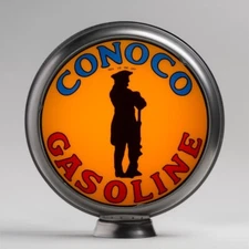 Conoco Minuteman Gas Pump Globe 13.5" in Unpainted Steel Body (G119)