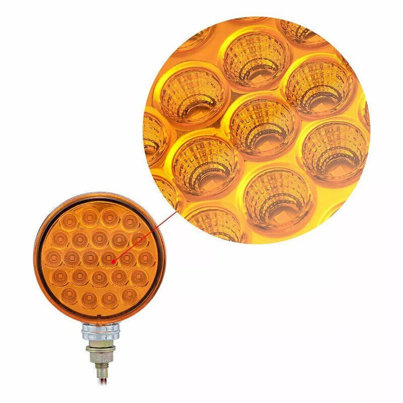 2X Amber Red 48 LED Pedestal Fender Brake Turn Signal Light Round - Foto 2